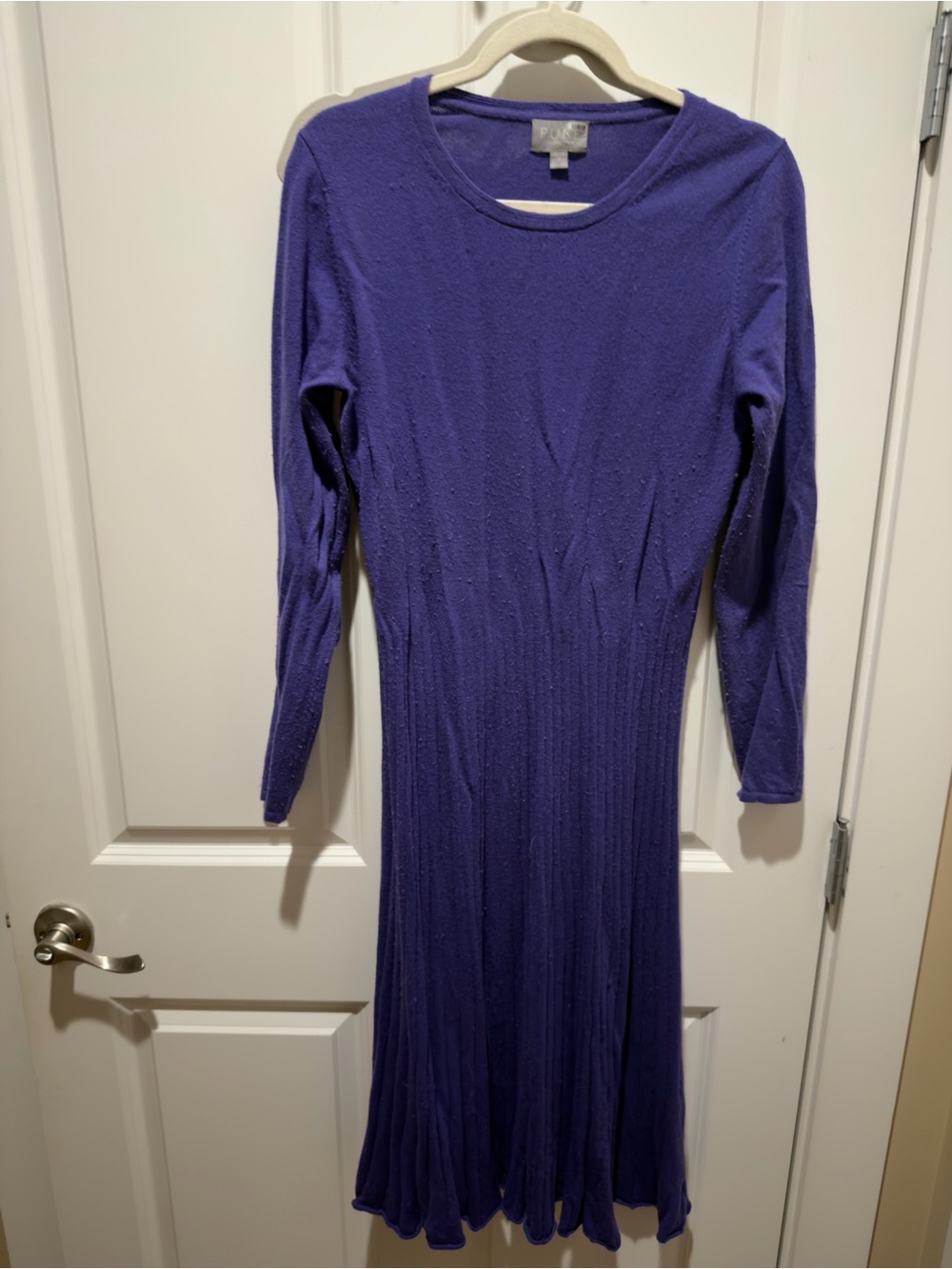 Pure Collection Purple Long Sleeve Knit Dress wool and cotton
